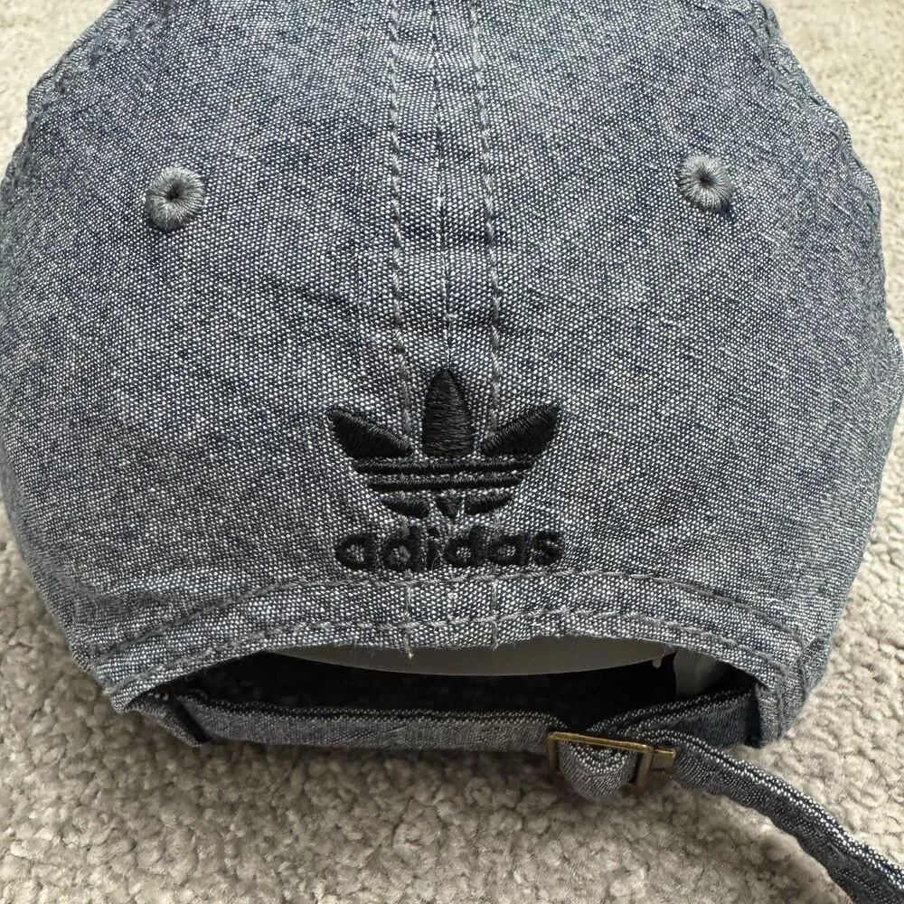Adidas Originals Trefoil Chambray Adjustable Hat Cap Mens OSFA Blue Black Cotton